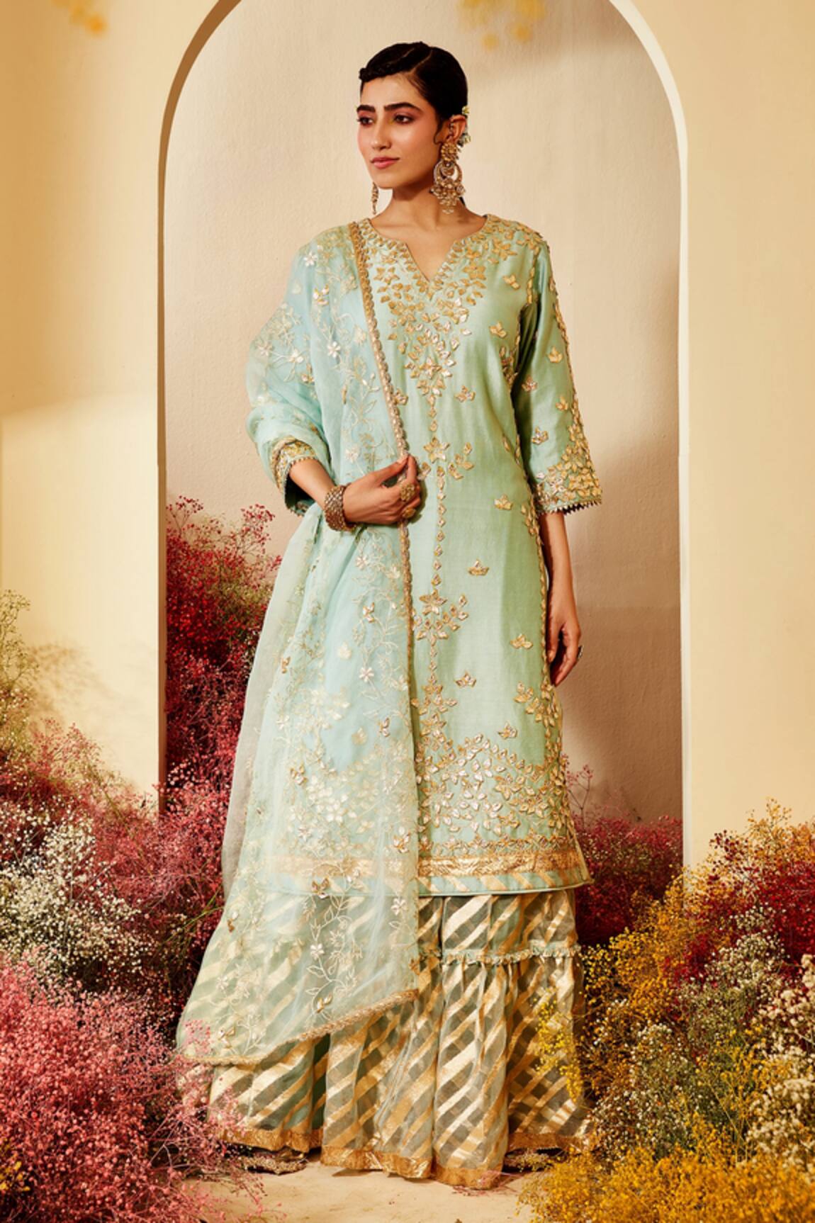 Priyaa Gota Embroidered Kurta Sharara Set
