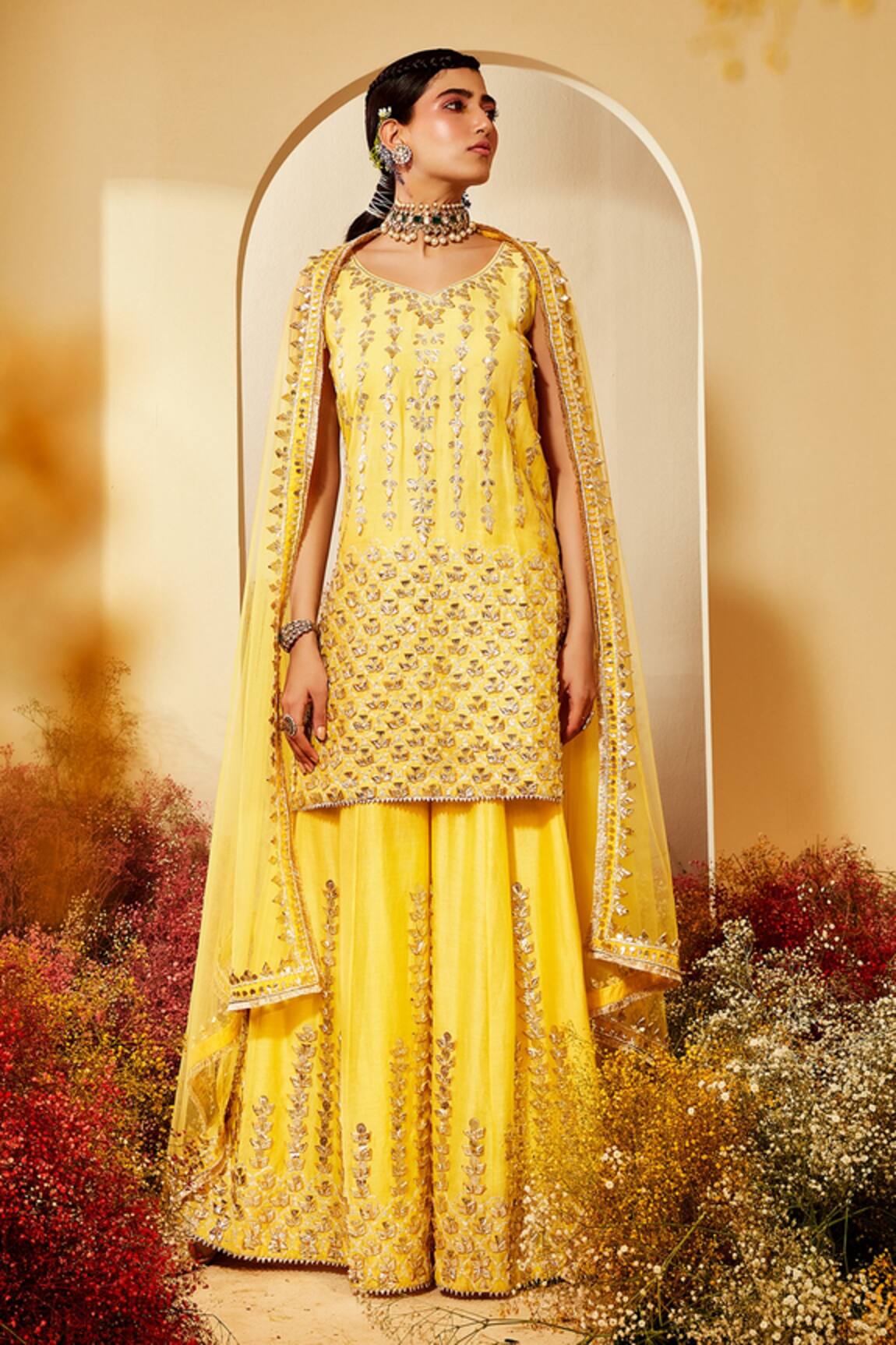 Priyaa Embroidered Kurta Sharara Set