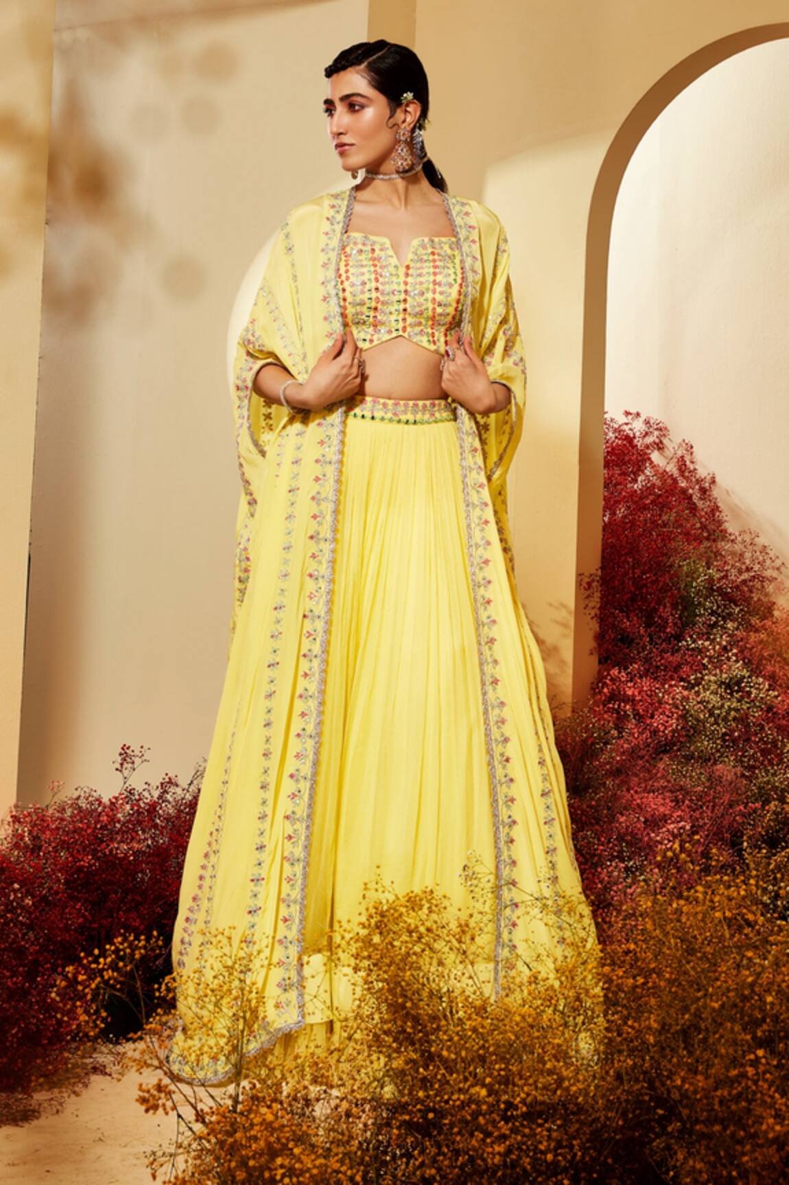 Priyaa Embroidered Cape Lehenga Set