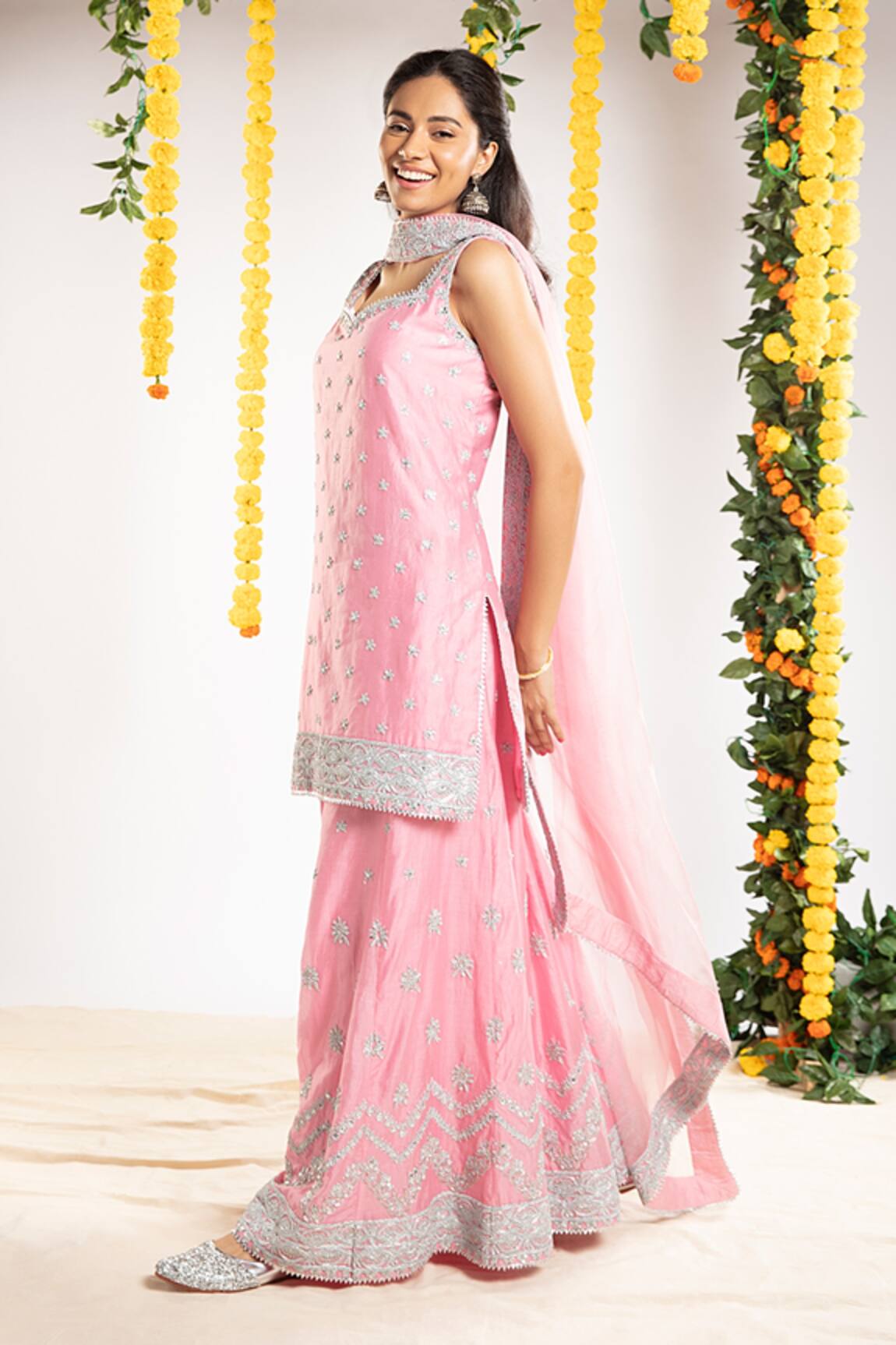 Priyaa Chanderi Silk Kurta Sharara Set