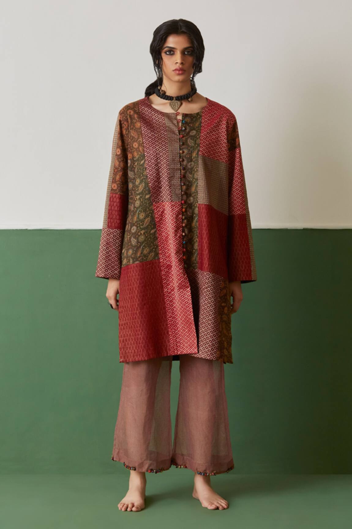 Medha Tissue Hand Work Hem Palazzo 