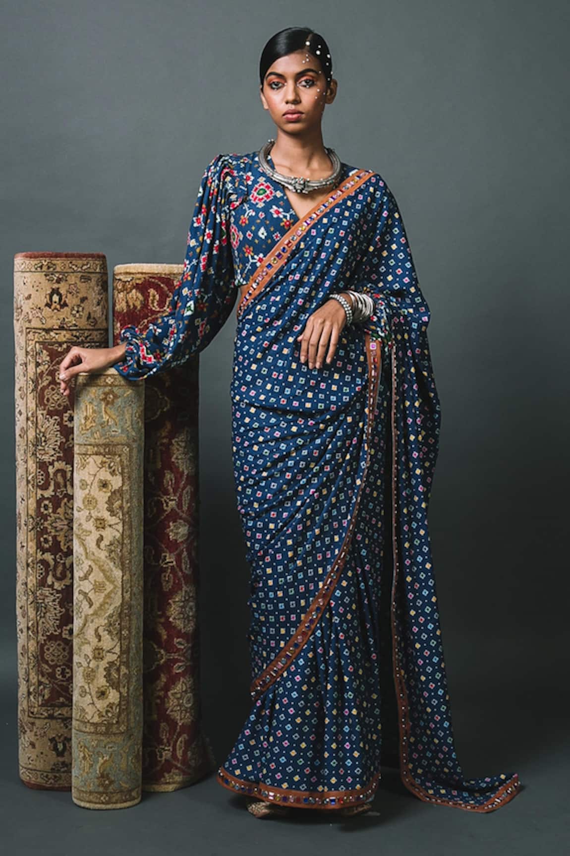 Sonam Luthria Stud Embellished Border Saree With Blouse