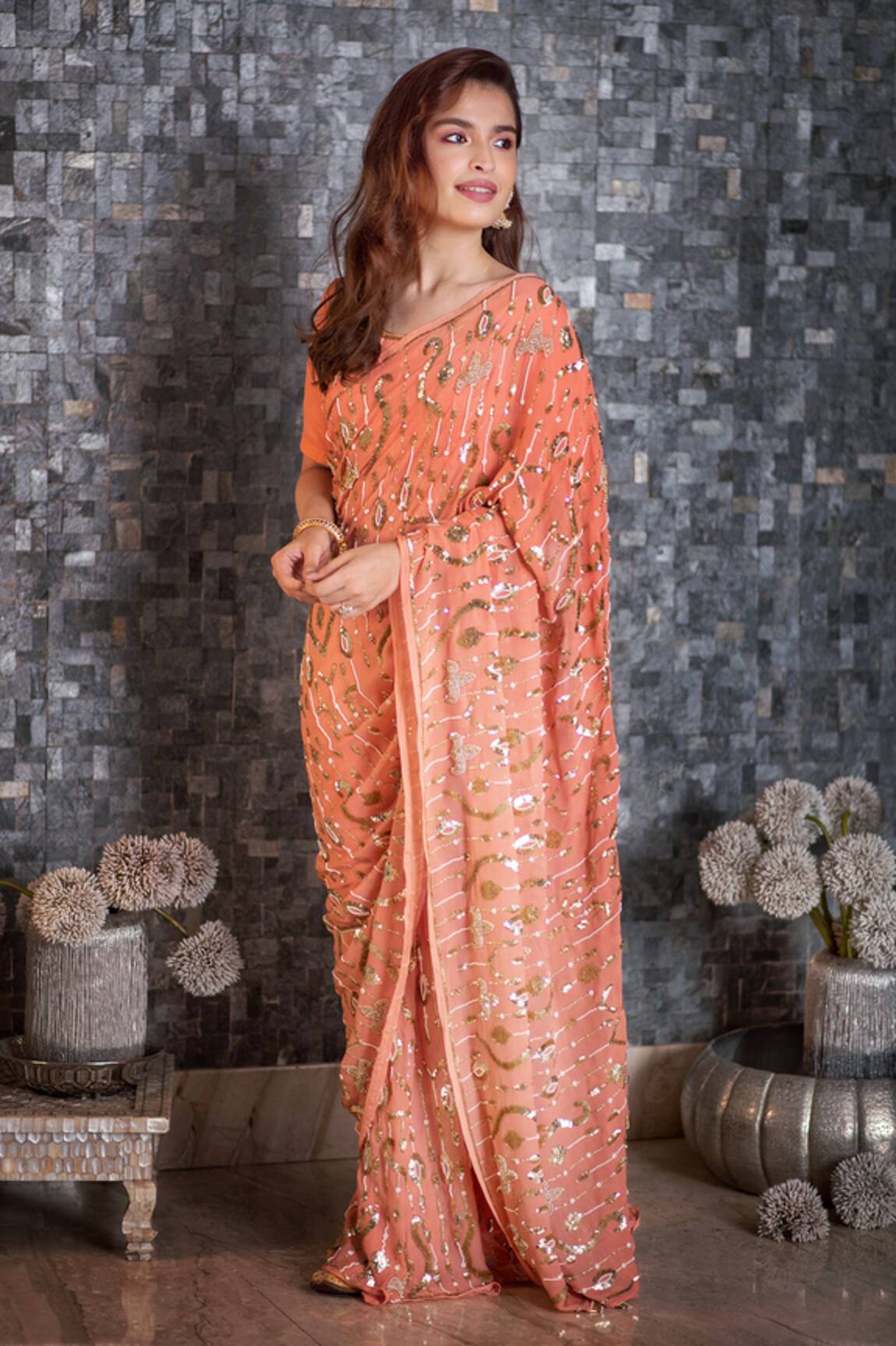 Ruar India Chiffon Embroidered Saree With Blouse 