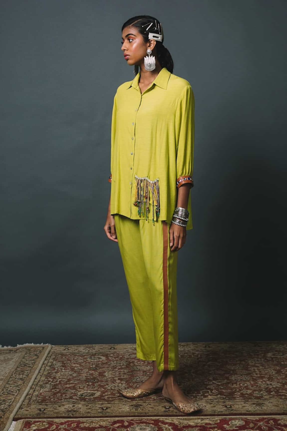 Sonam Luthria Tassel Embellished Pocket Shirt & Pant Set