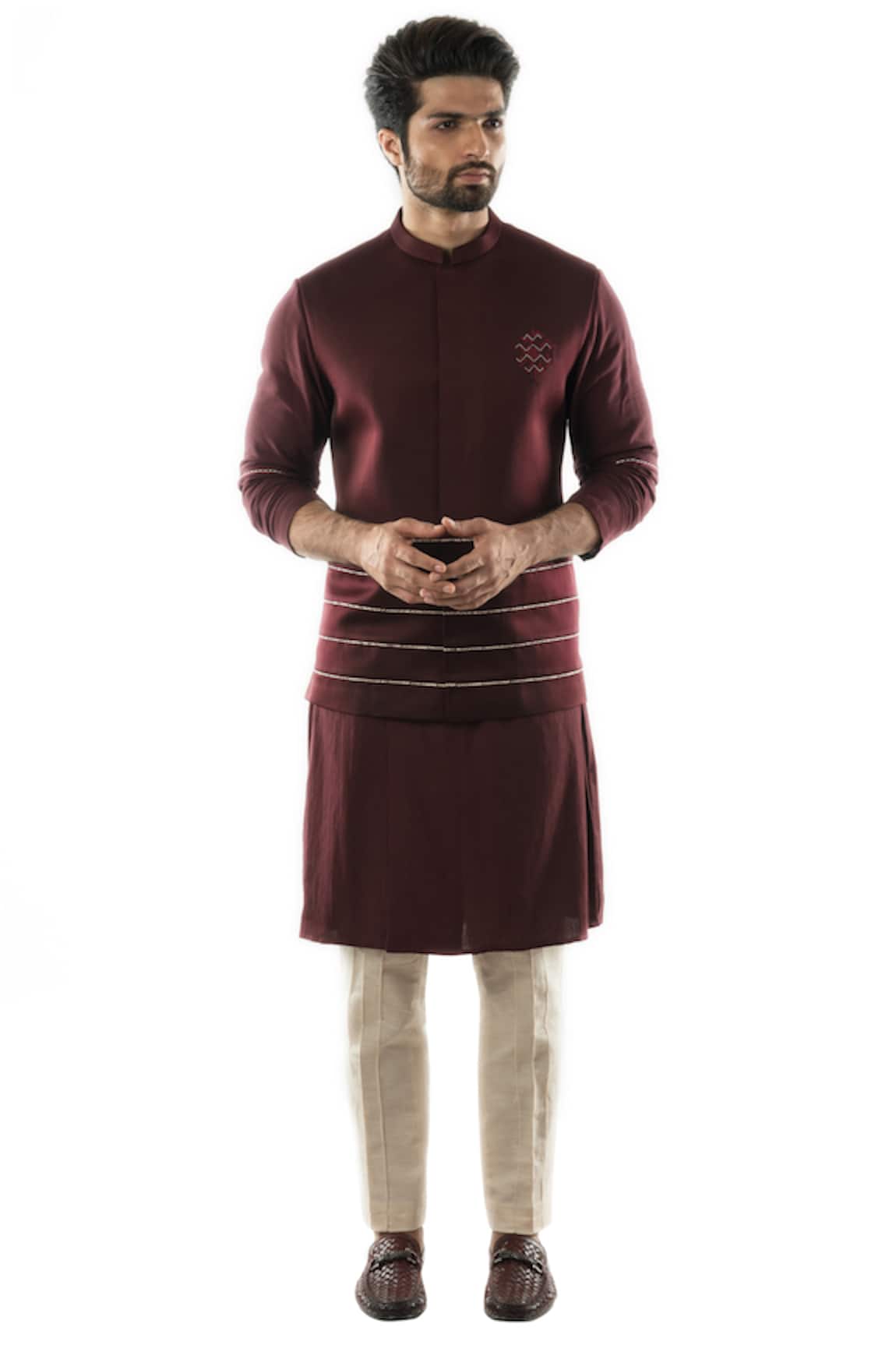 PAARSH Embroidered Bundi & Kurta Set
