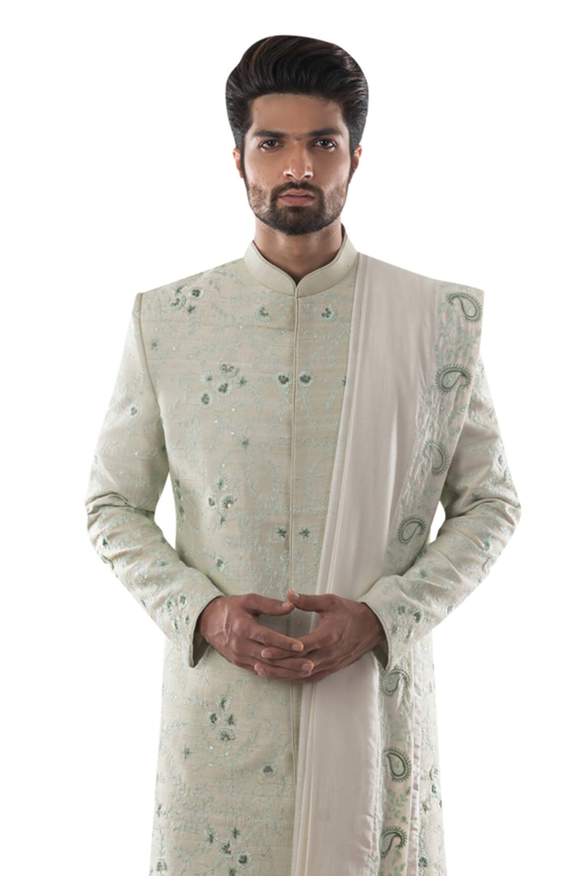 Smriti By Anju Agarwal Embroidered Sherwani Set 