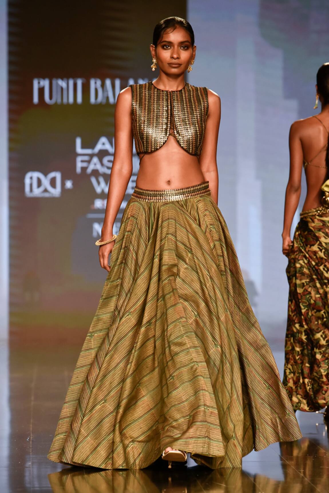 Punit Balana Chanderi Silk Printed Skirt Set 