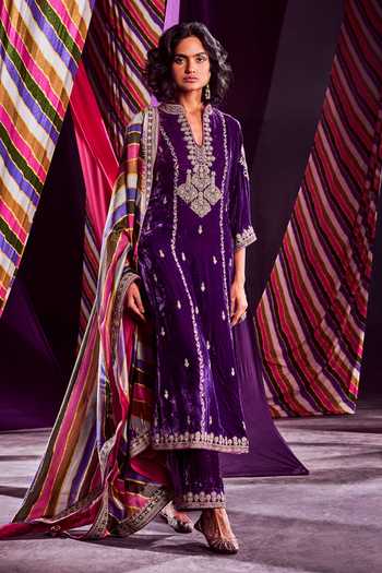 Punit Balana Velvet Kurta Pant Set 