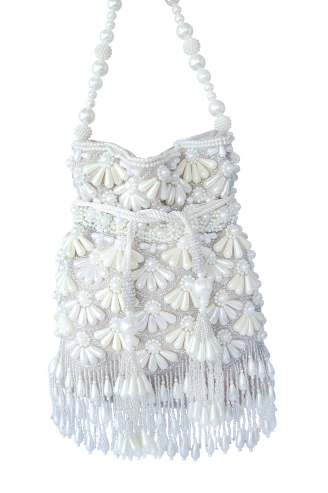 Adora By Ankita Velvet Bead Tassel Potli Bag 