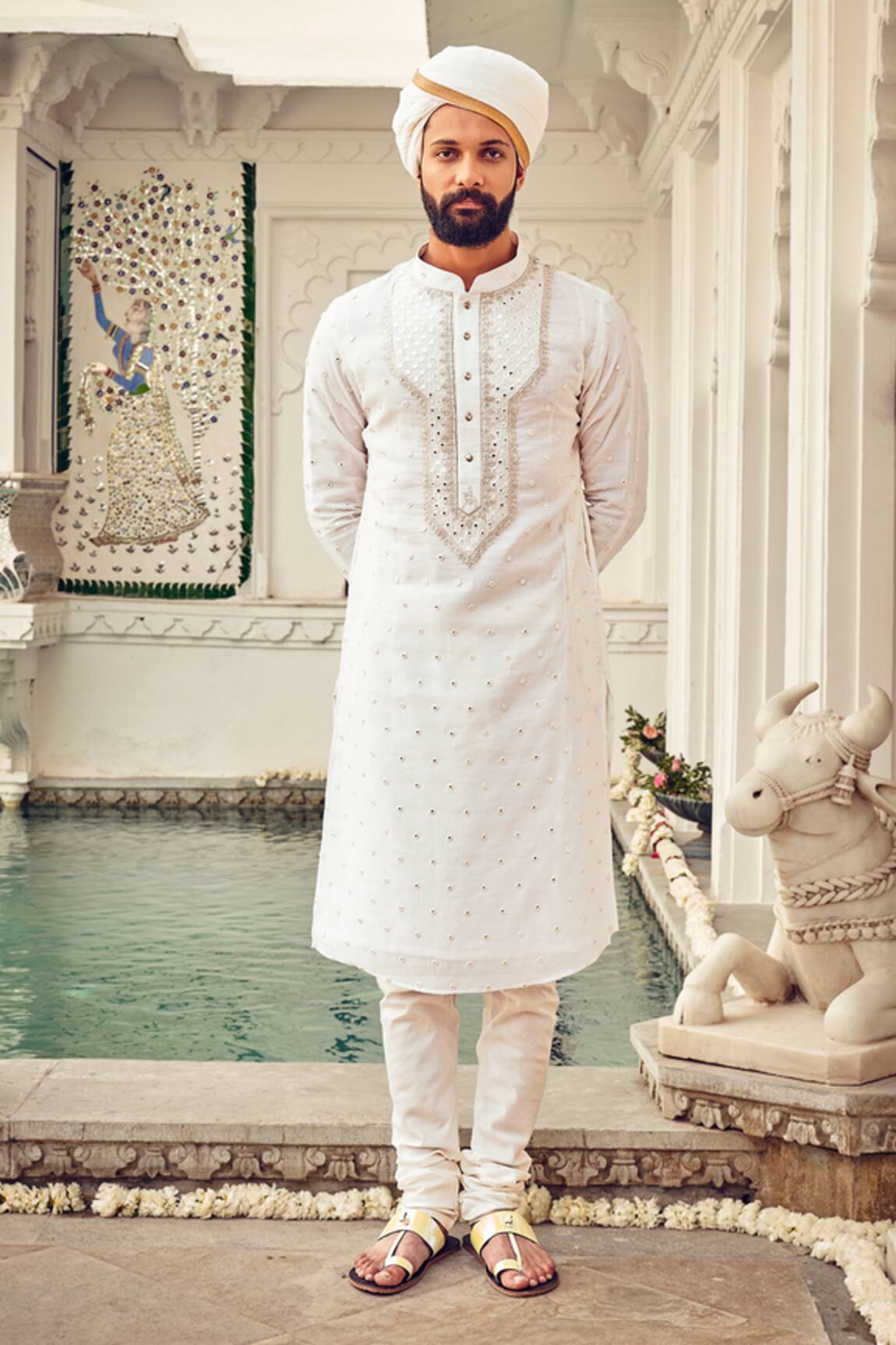 Nitesh Singh Chauhan Chanderi Silk Embroidered Kurta Set
