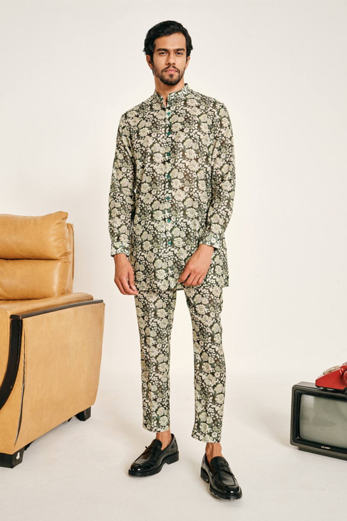 Project Bandi Kora Chanderi Floral Print Kurta Set