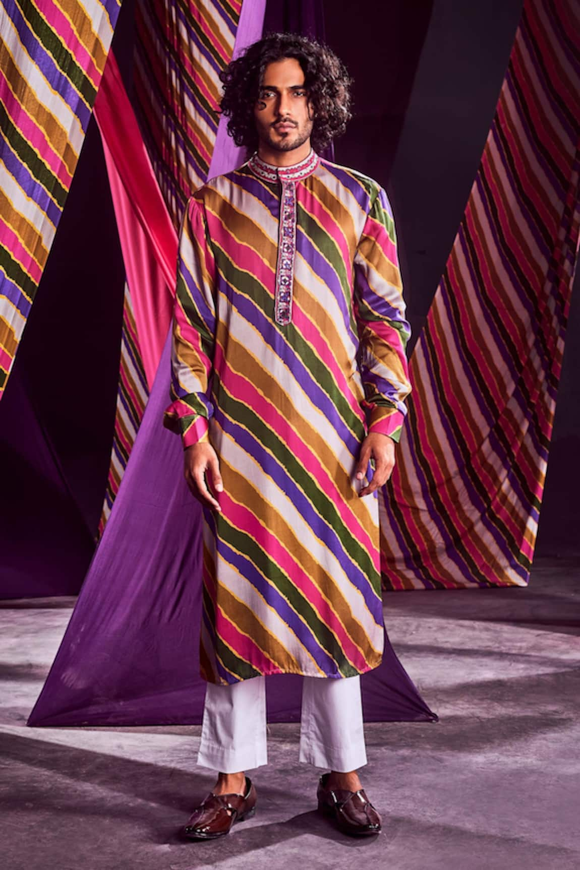 PUNIT BALANA Stripe Print Kurta & Pant Set