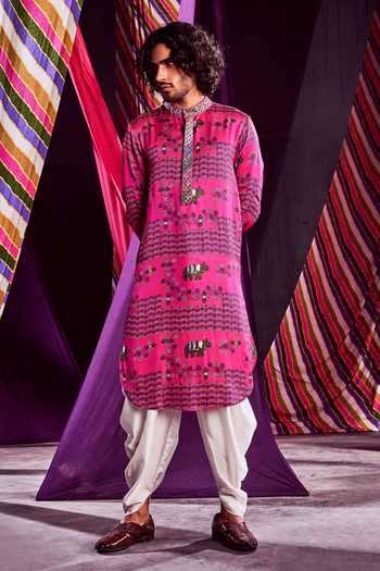 Punit Balana Hand Block Print Kurta & Draped Pant Set 