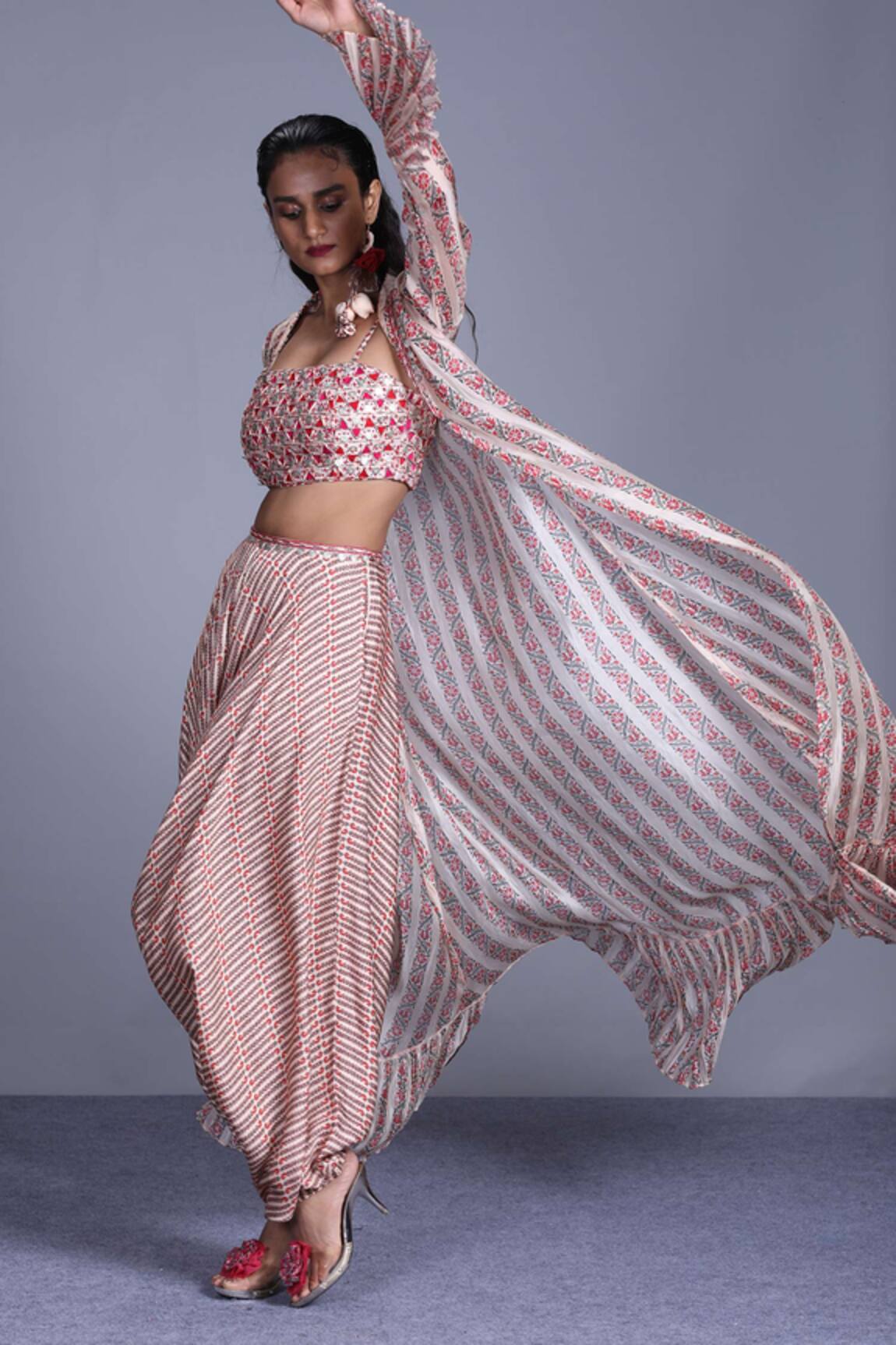 Punit Balana Silk Organza Jacket & Dhoti Pant Set 