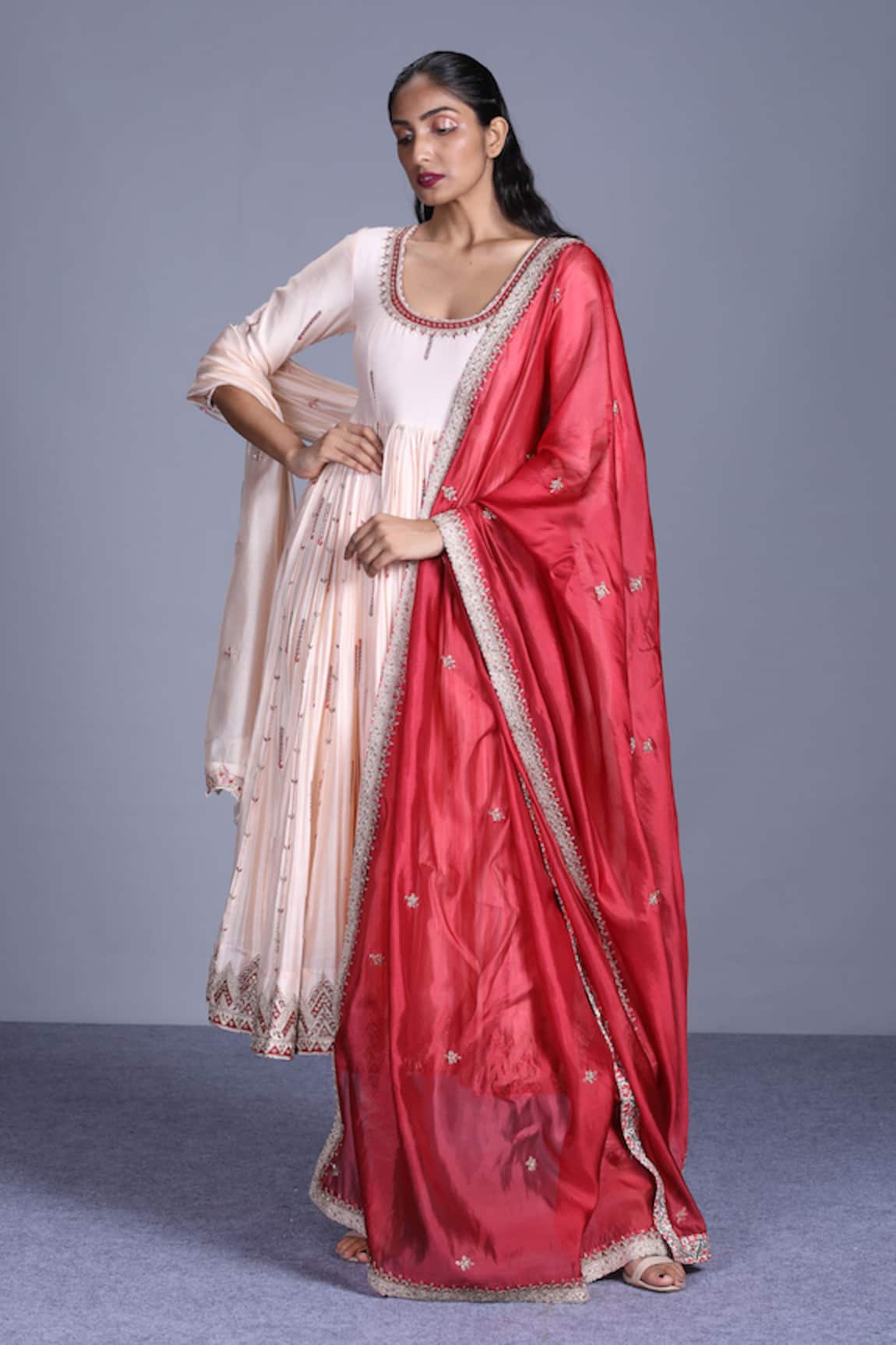 Punit Balana Chanderi Silk Anarkali Set 