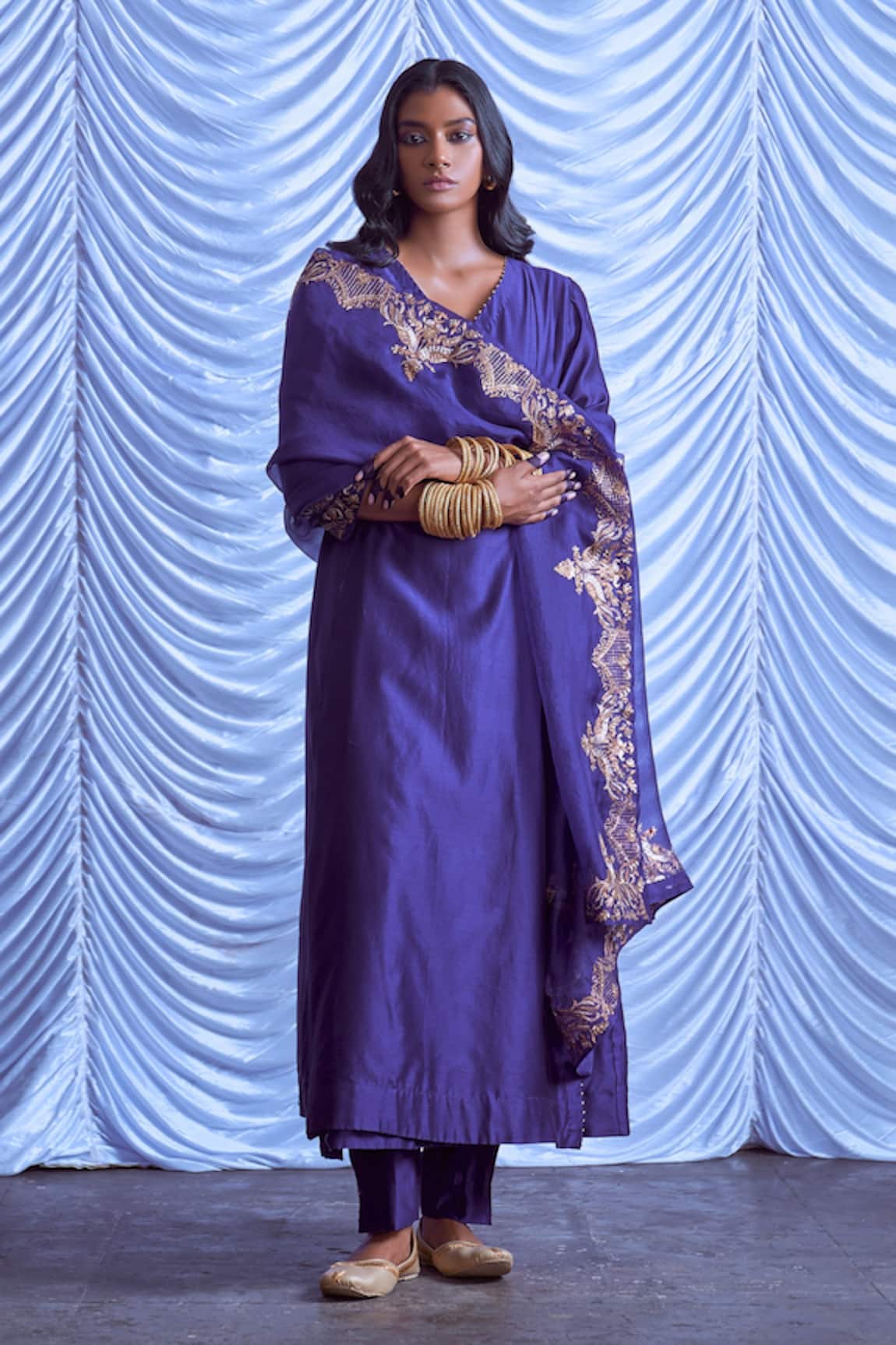 Pink City By Sarika Silk Chanderi Angrakha Set