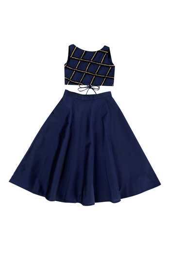 Pinkcow designs pvt ltd Embellished Blue Lehenga Set 