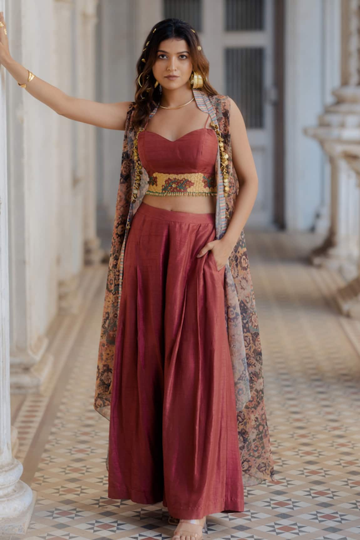 Nikita Vishakha Printed Cape Pant Set