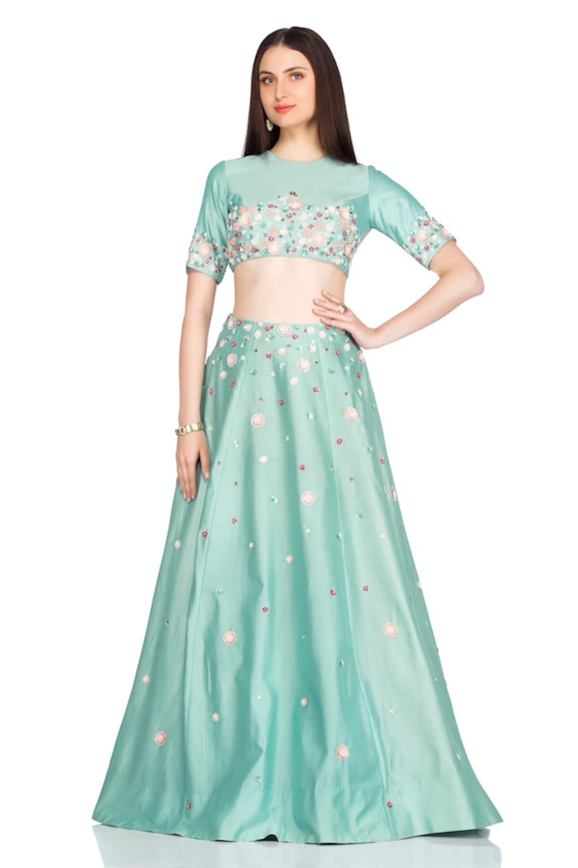 Salt And Spring Floral Embroidered Lehenga & Blouse Set 