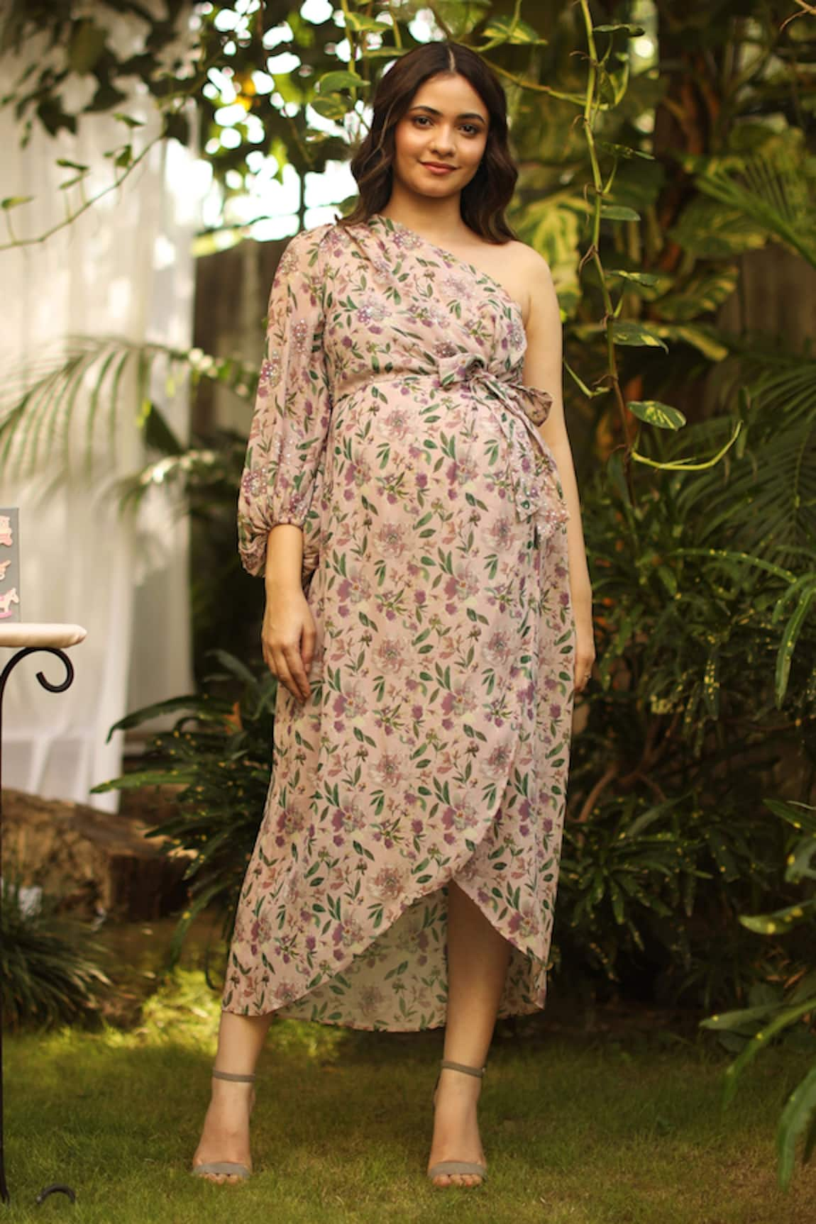 Bump Loving Floral Print One Shoulder Dress