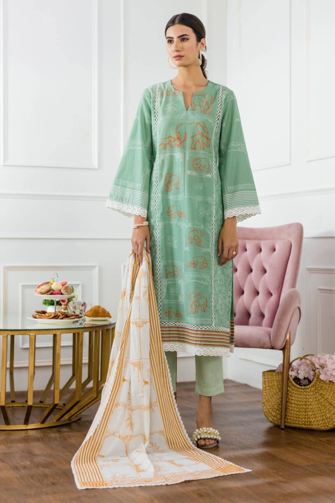Sage Saga Printed Kurta Set