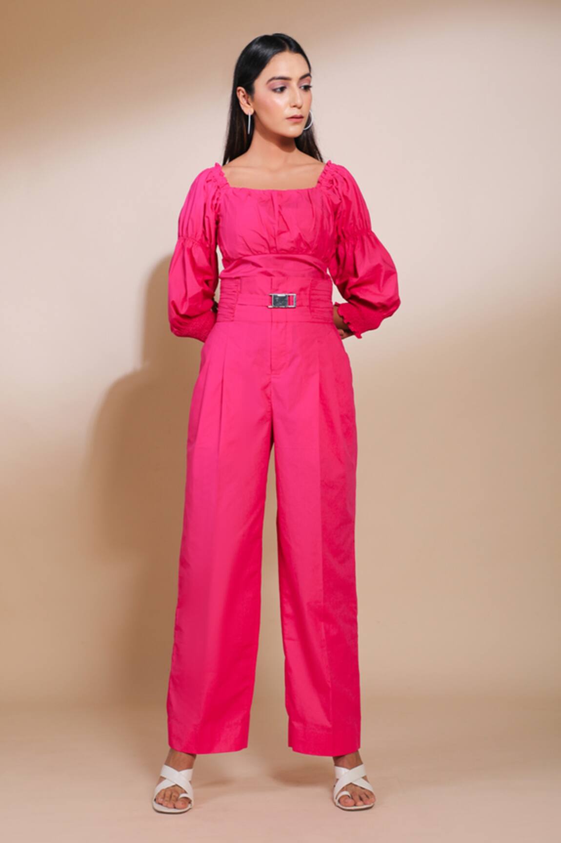 House of Her Cotton Ruched Top & Pant Set