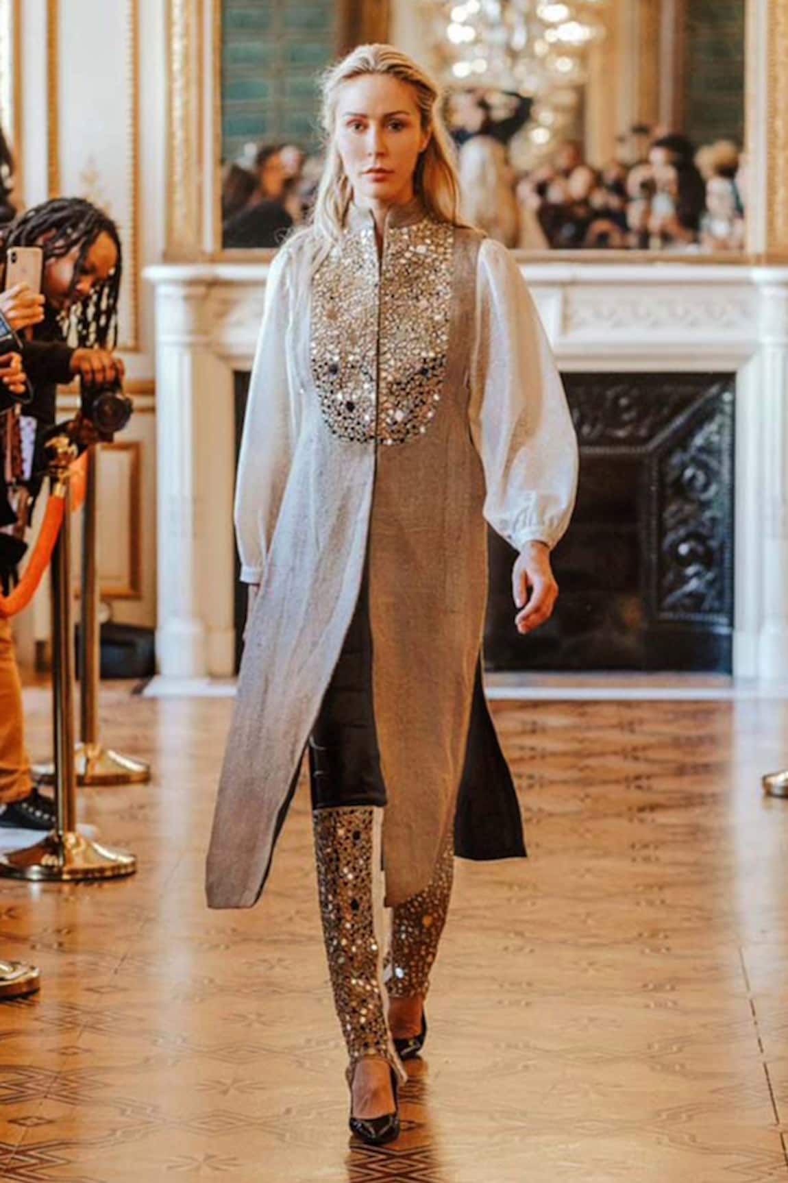 Dash And Dot Jute Mirror Work Jacket 