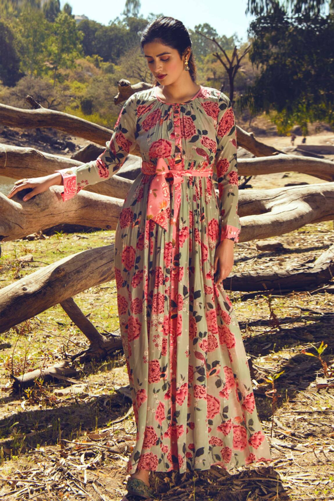 Paulmi and Harsh Floral Print Gown