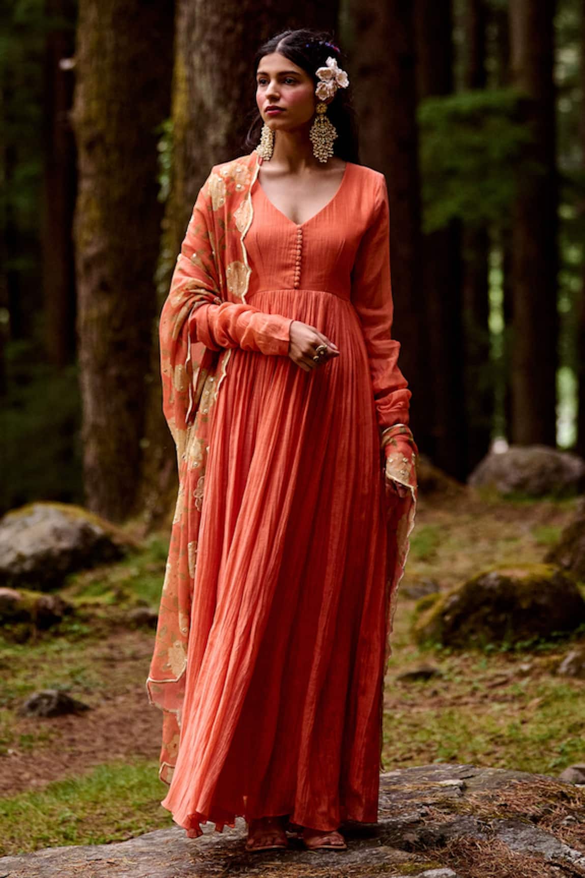 Paulmi And Harsh Anarkali With Printed Dupatta