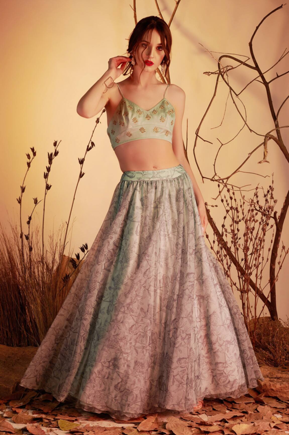 House Of Hiya Floral Print Lehenga Set