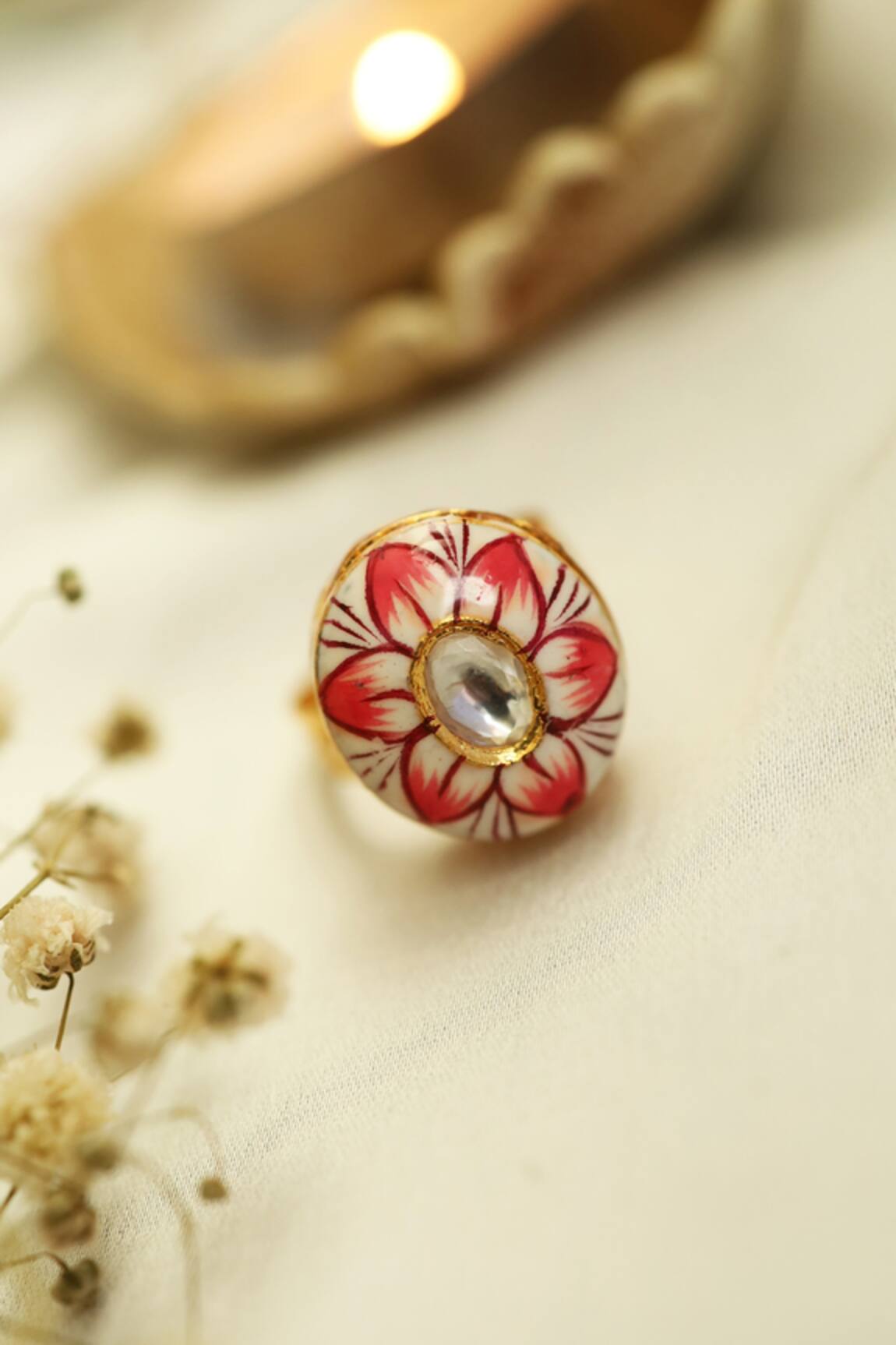 Do Taara Floral Meenakari Ring 