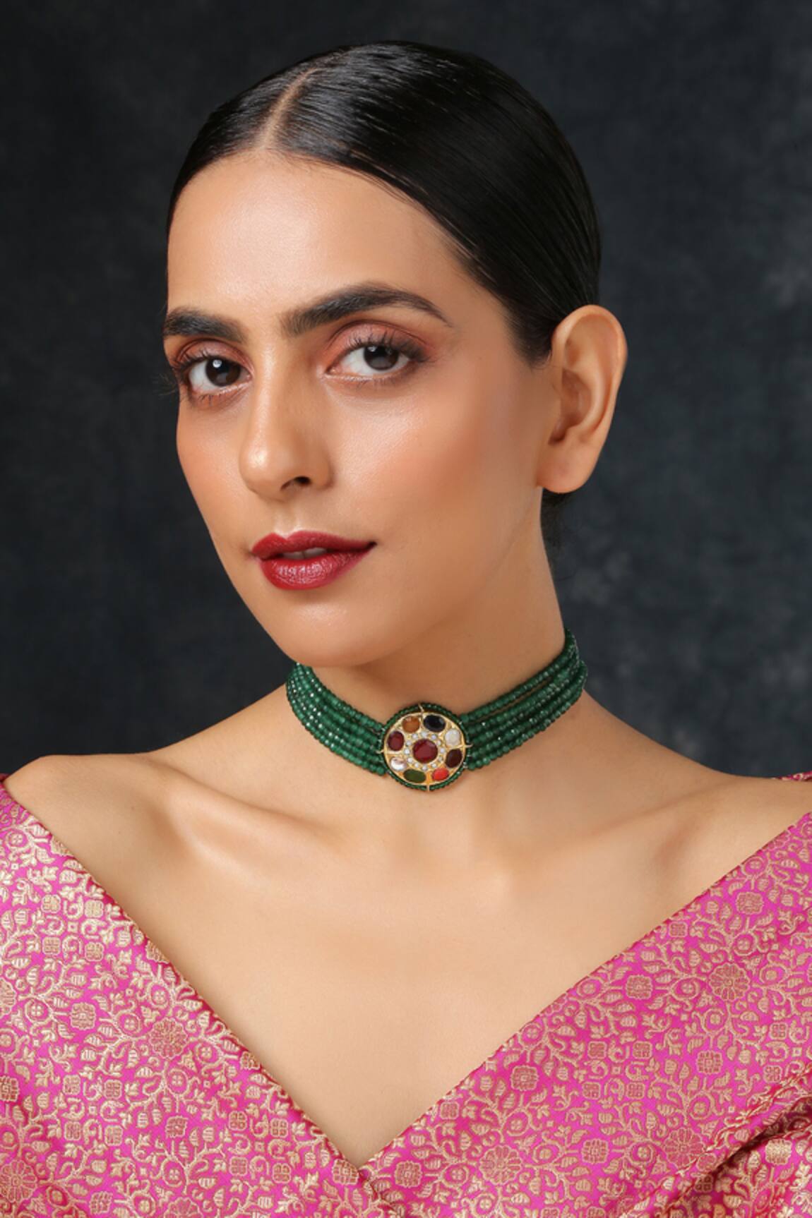 Paisley Pop Kundan Pendant Choker 