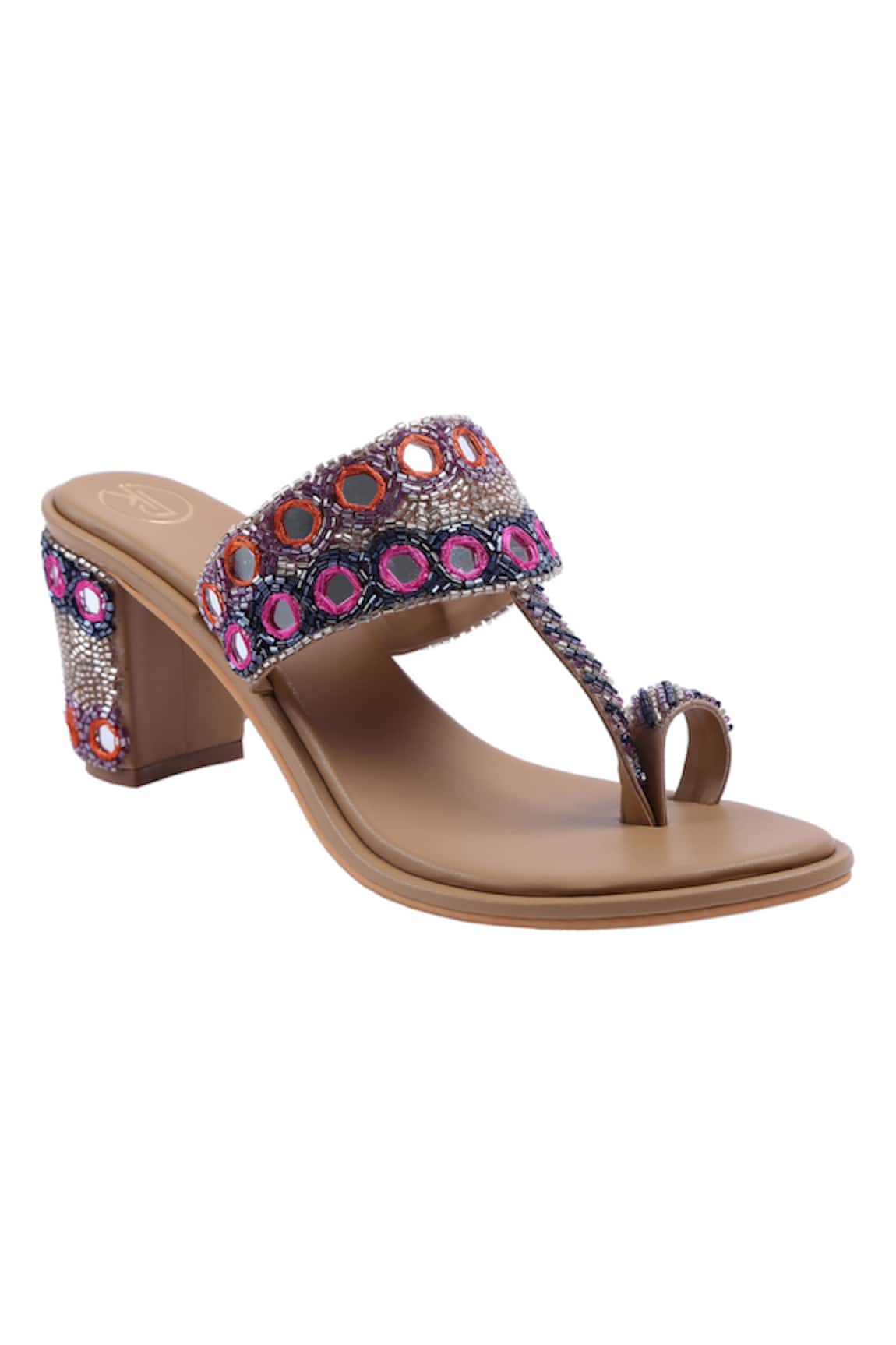 Preet Kaur Mirror Embellished Kolhapuri Block Heels 