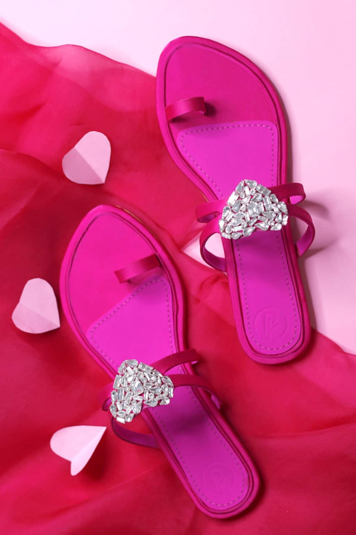 PREET KAUR Heart Embellished Toe Ring Flats
