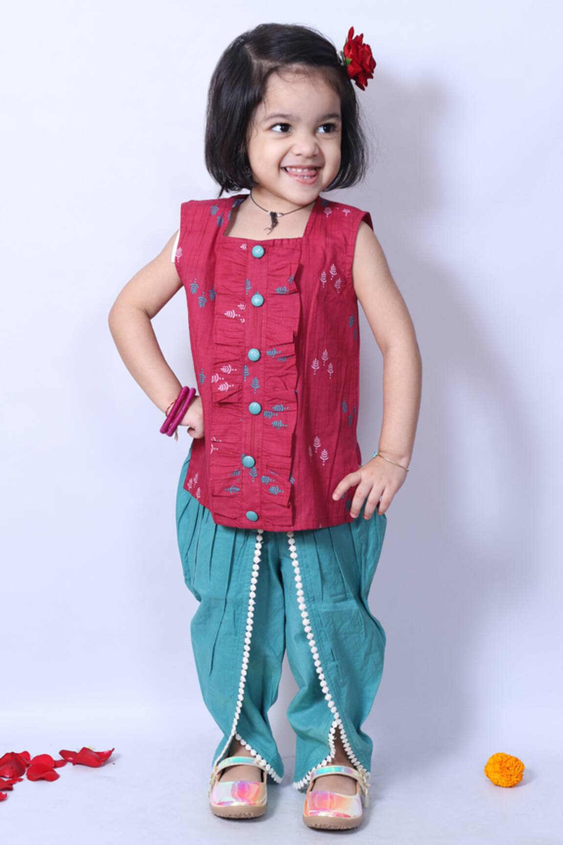 Pankhuri By Priyanka Cotton Kurta & Tulip Pant Set 