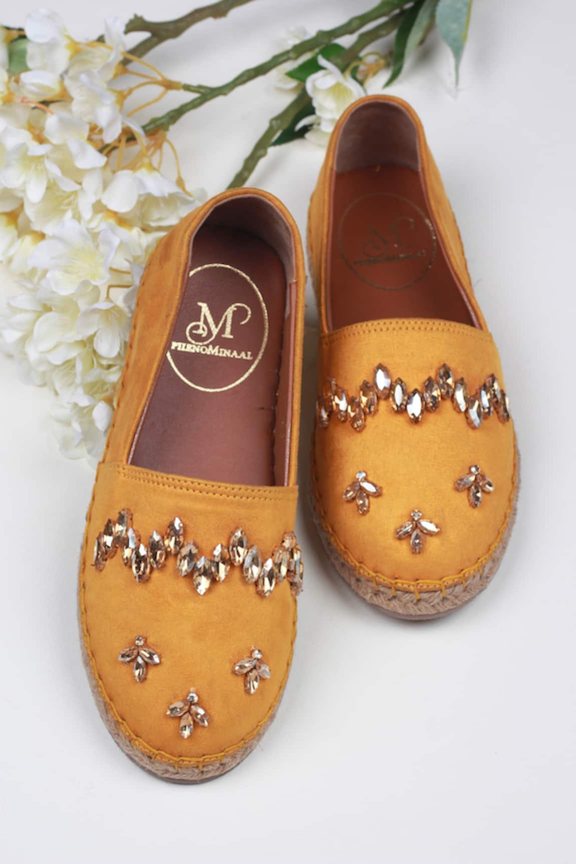 PHENOMINAAL Embroidered Canary Yellow Espadrilles 