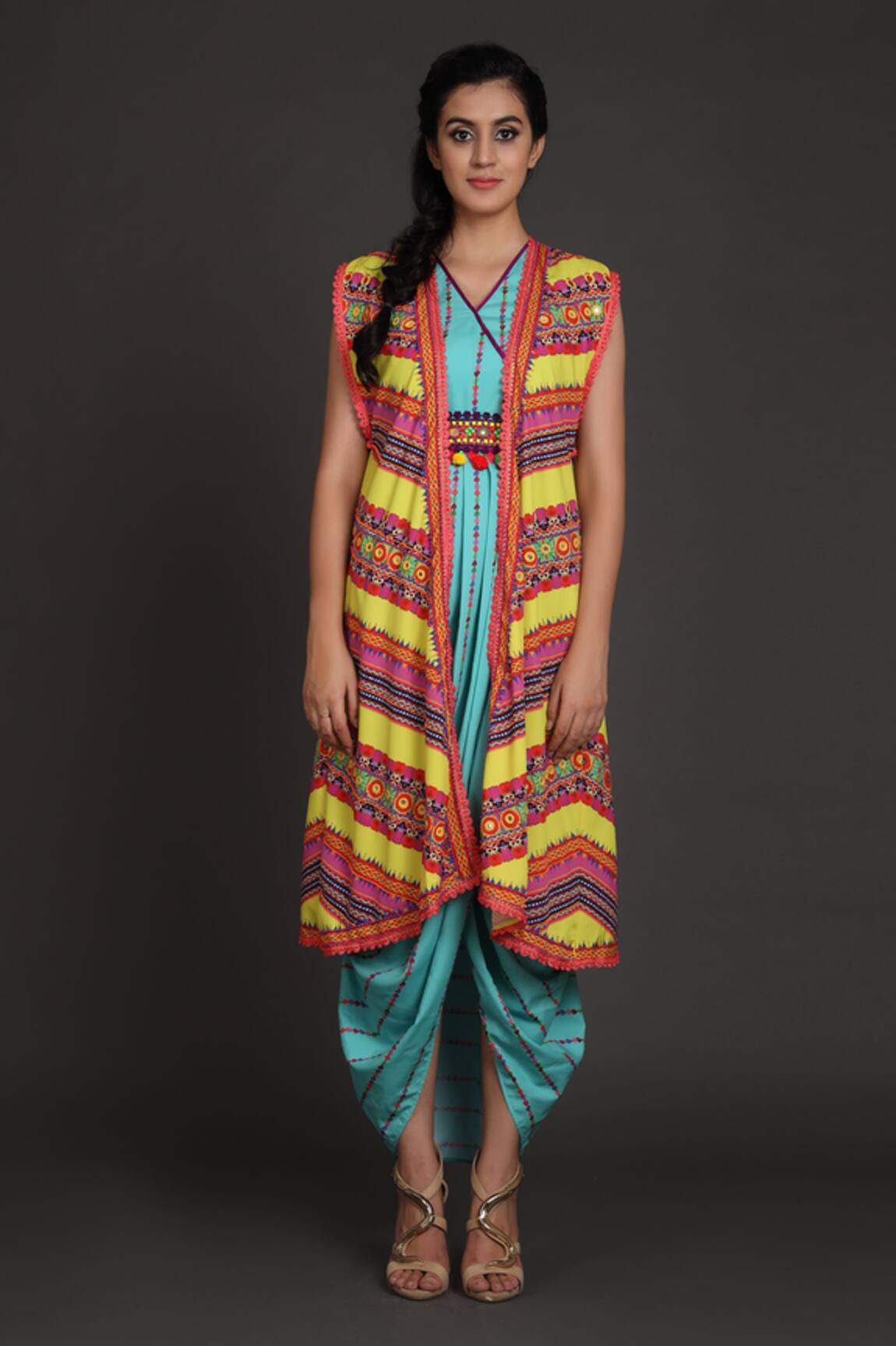 Preeti S Kapoor Draped Dress with Jacket 