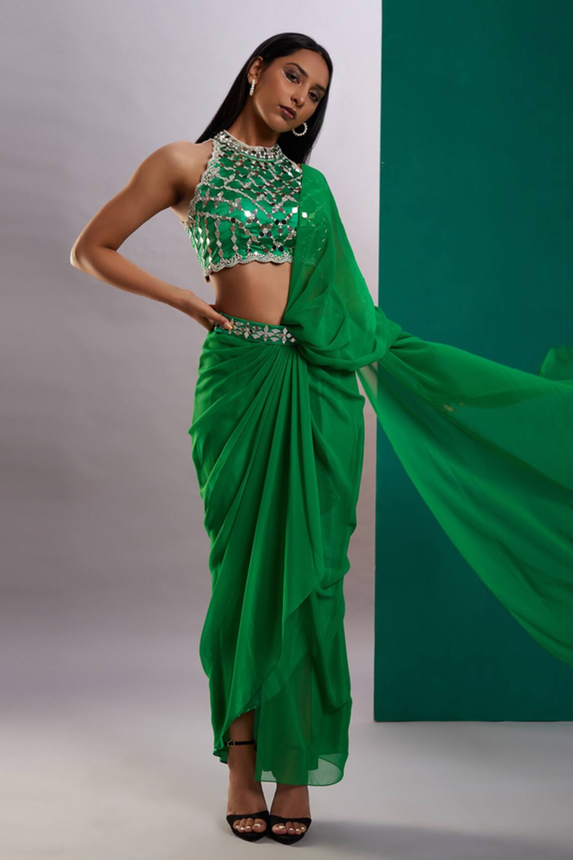 Preeti S Kapoor Draped Saree With Scallop Blouse