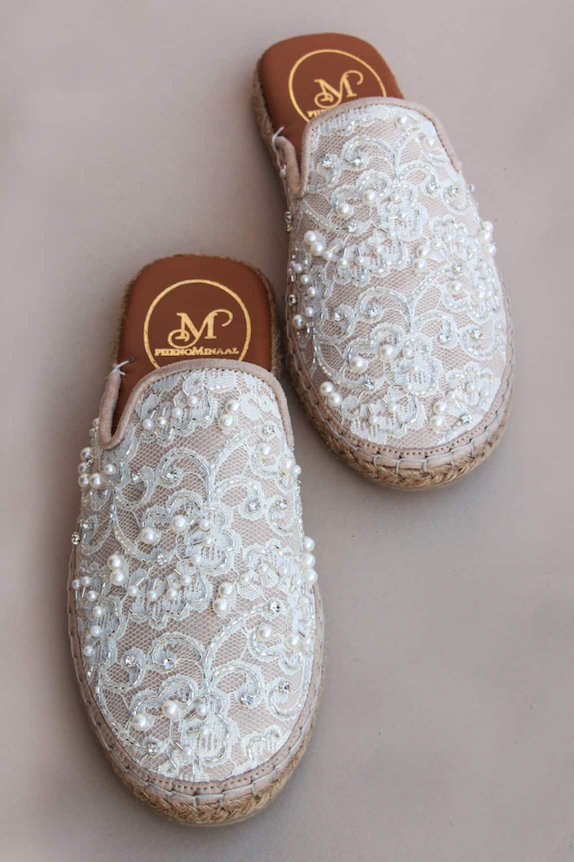 PHENOMINAAL Embroidered Lace Espadrille Mules 