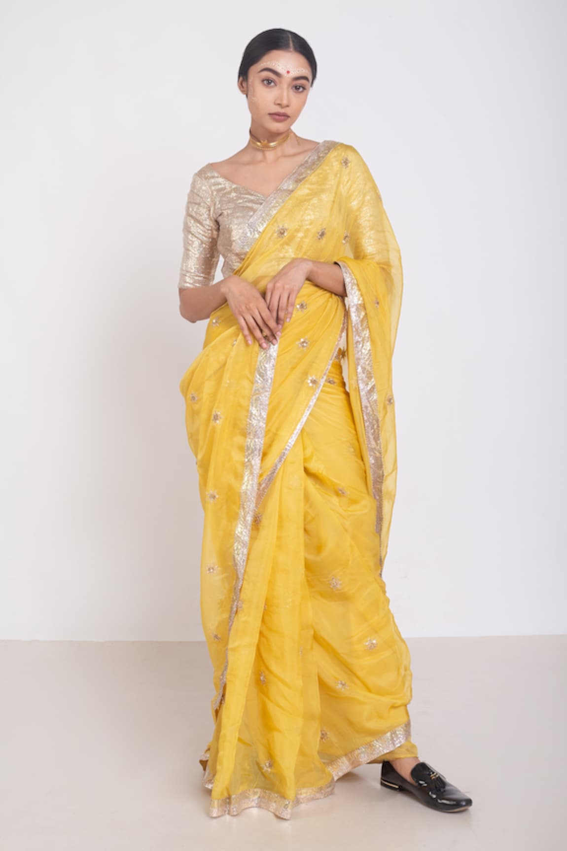Project And Stories Embroidered Organza Zardozi Saree