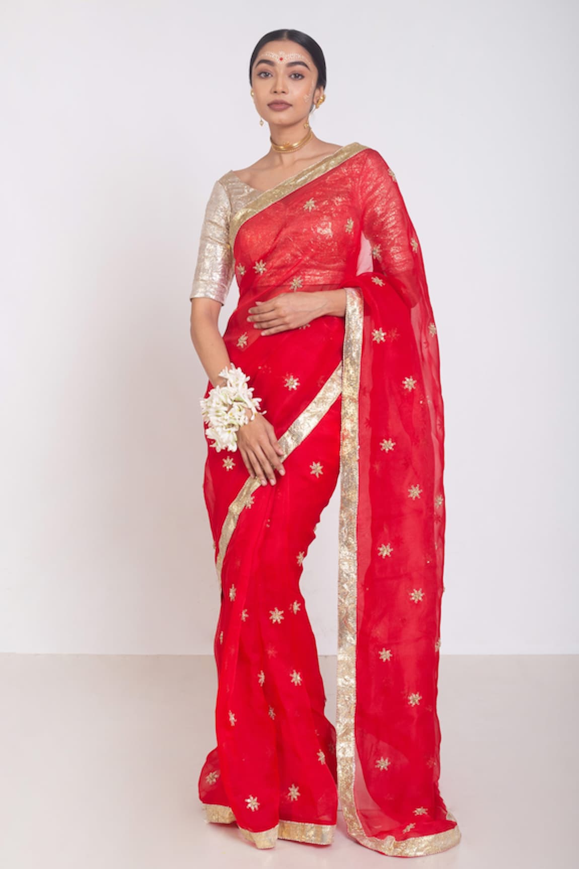 Project And Stories Embroidered Organza Zardozi Saree