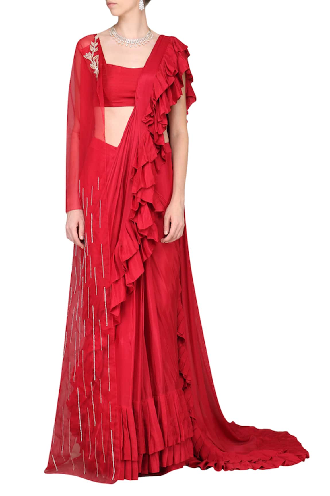 Masumi Mewawalla Pre-Draped Silk Saree & Cape 