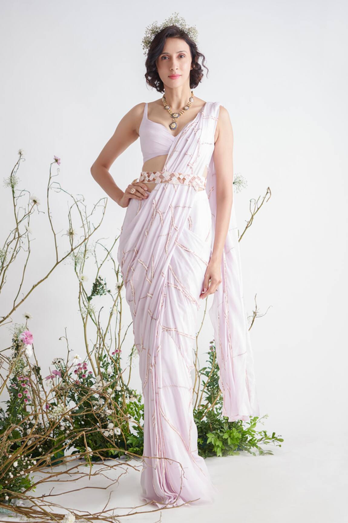 Masumi Mewawalla Embroidered Saree with Blouse 