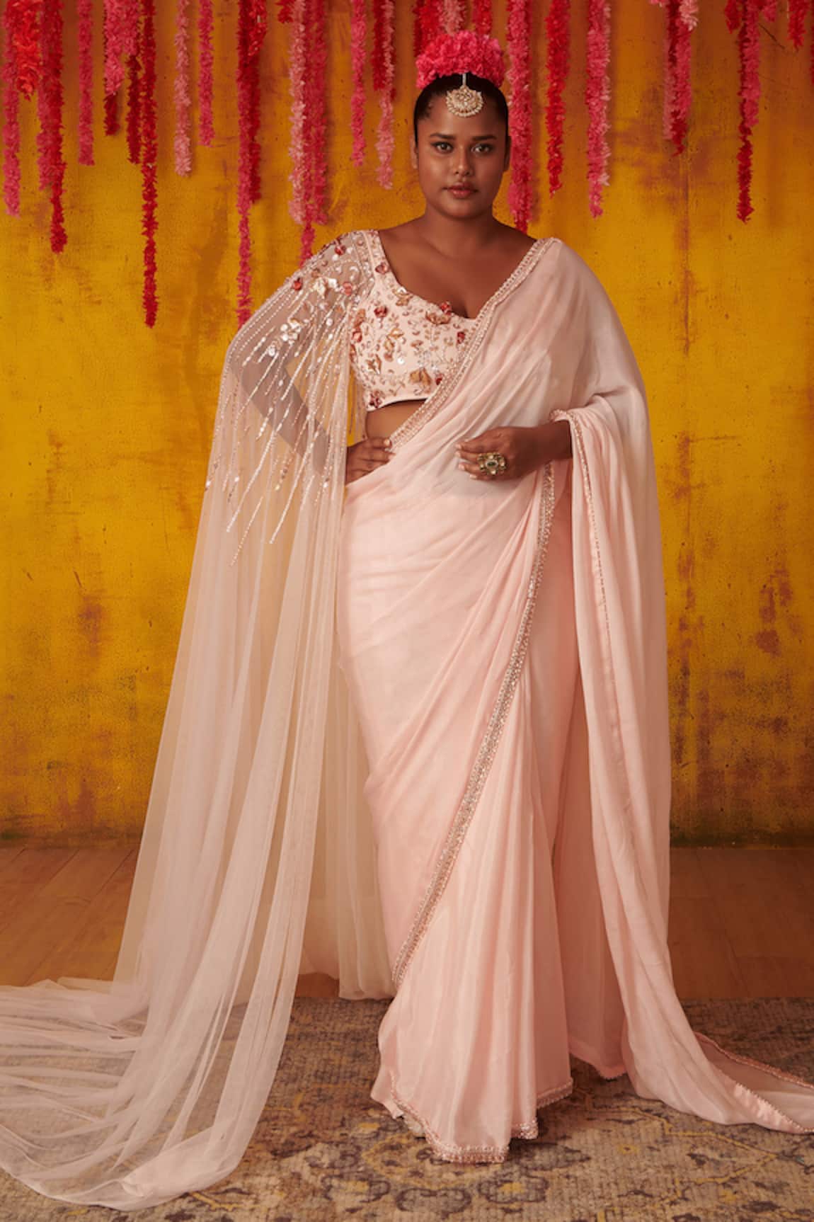 Masumi Mewawalla Pre-Draped Saree Embroidered Blouse Set  