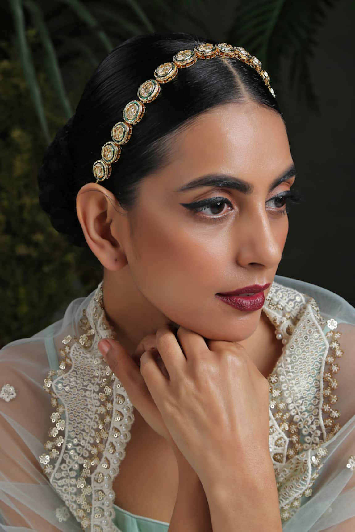 Paisley Pop Gold Kundan Enamel Headband 