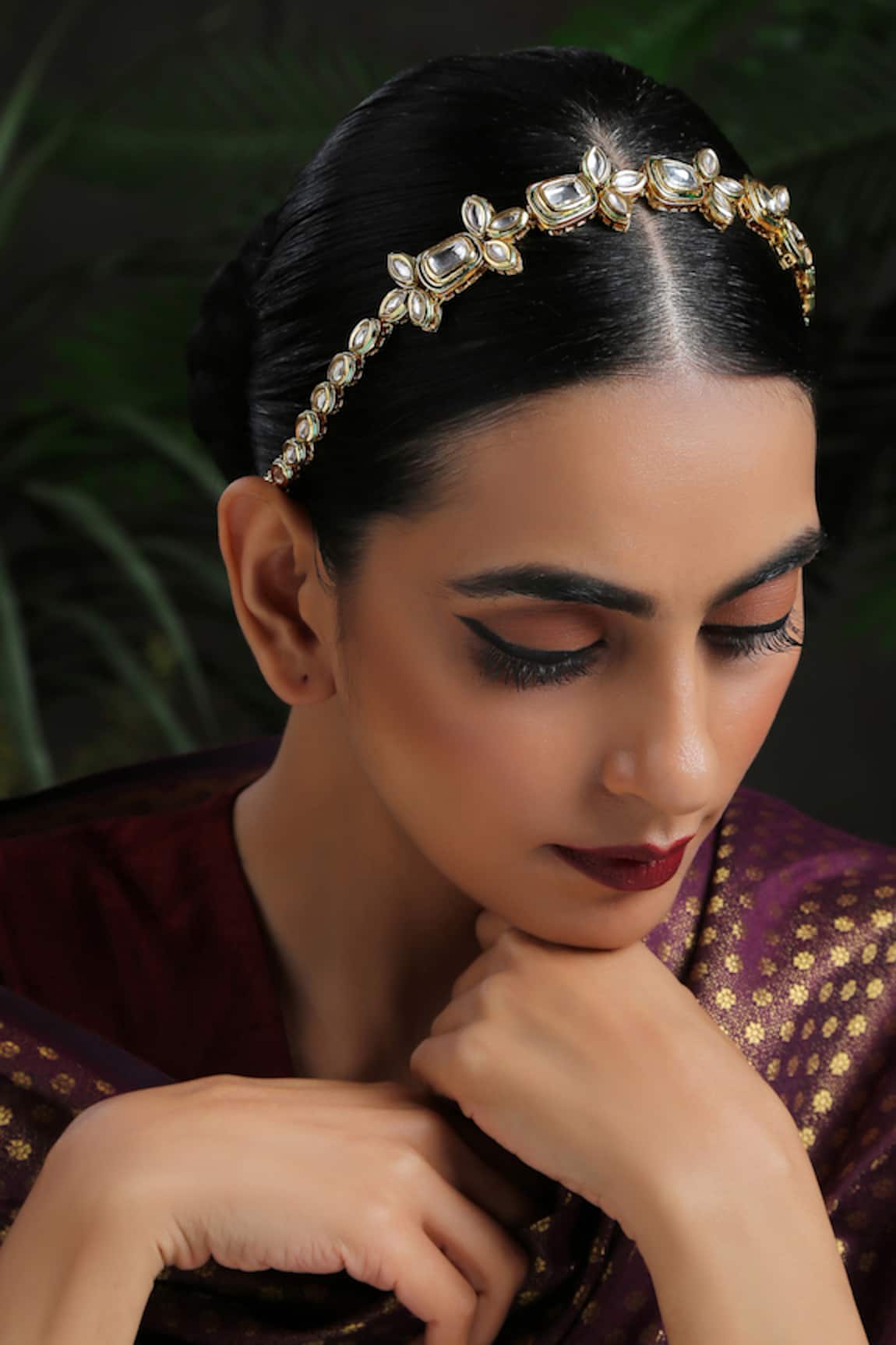 Paisley Pop Kundan Floral Gold Headband