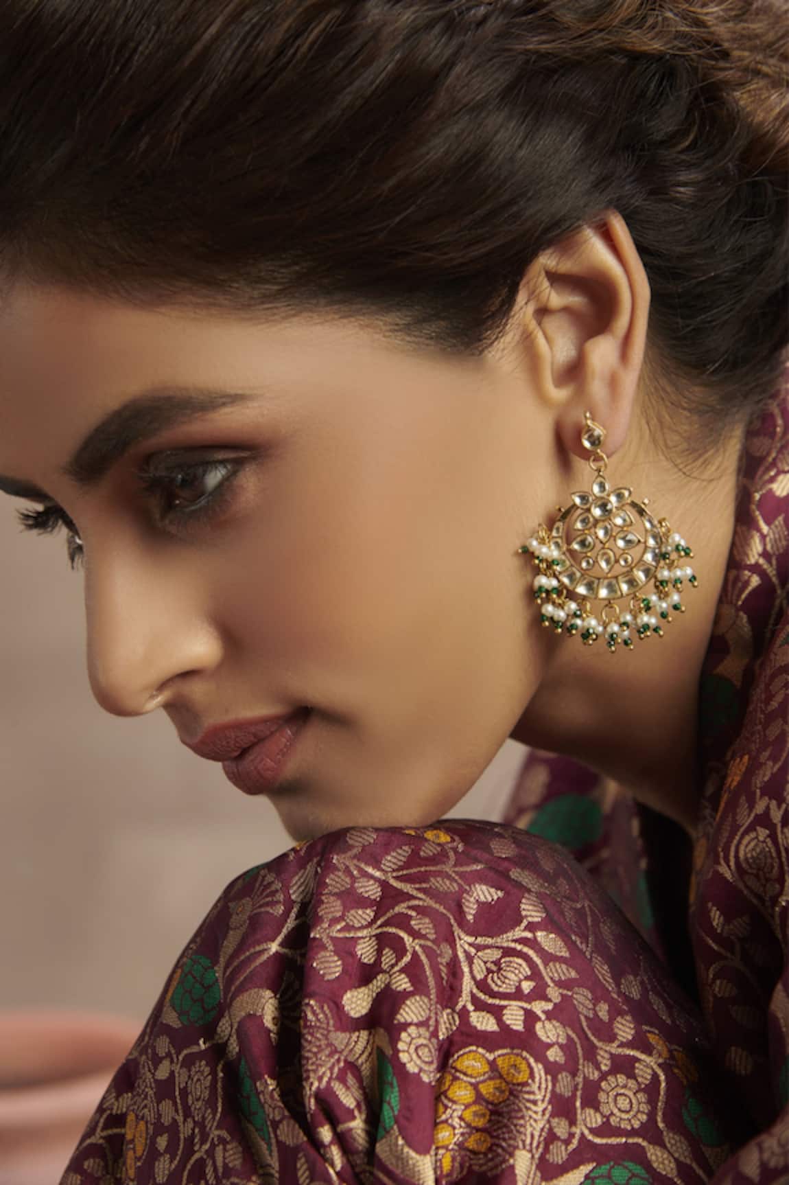 Paisley Pop Kundan Floral Chandbali Earrings 