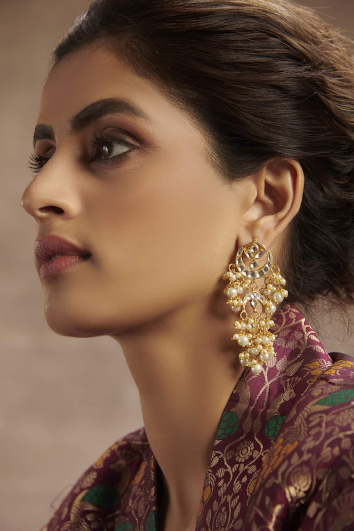 Paisley Pop Kundan Pearl Earrings
 