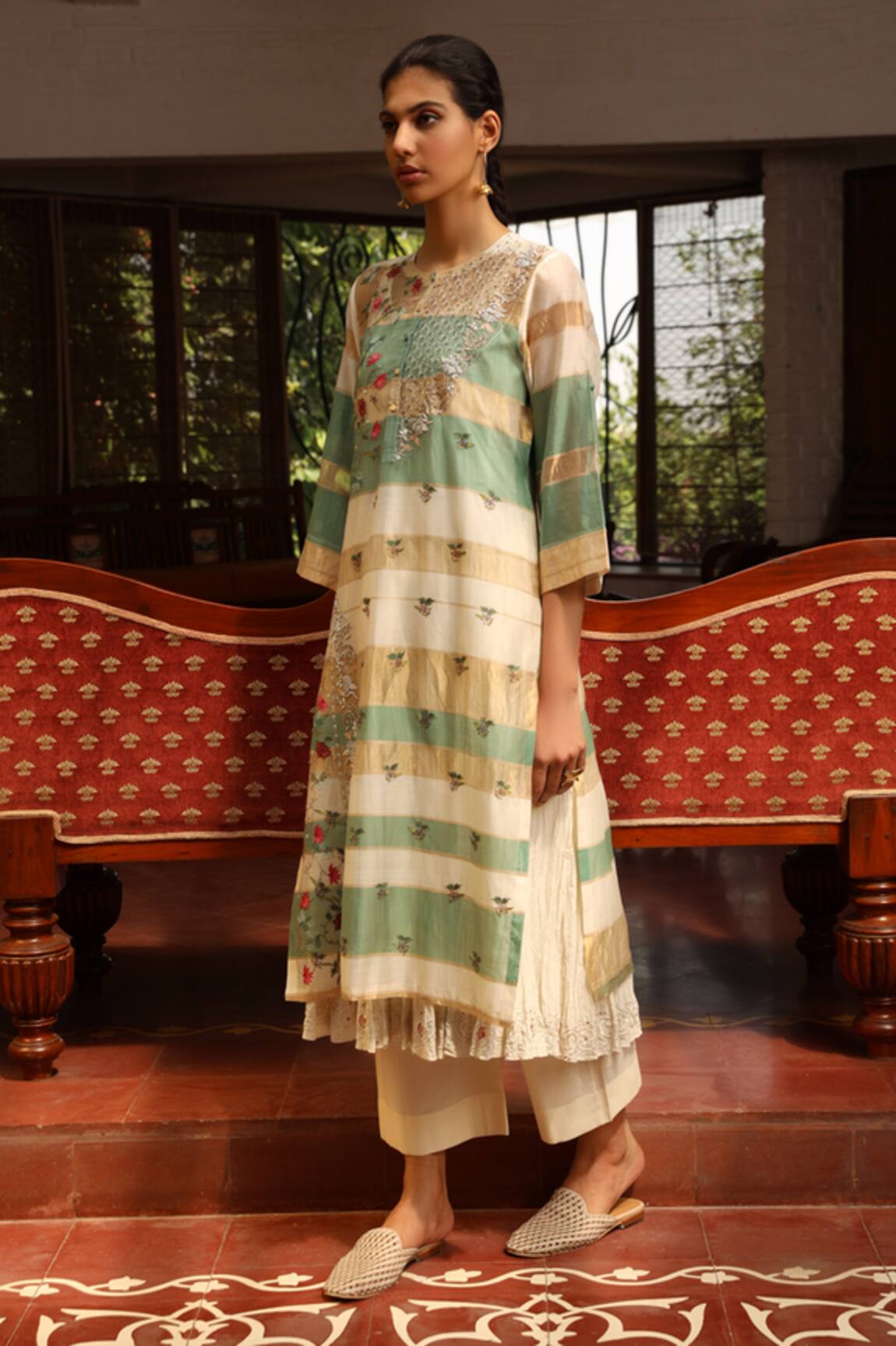 Prama By Pratima Pandey Silk Maheshwari Kurta Set