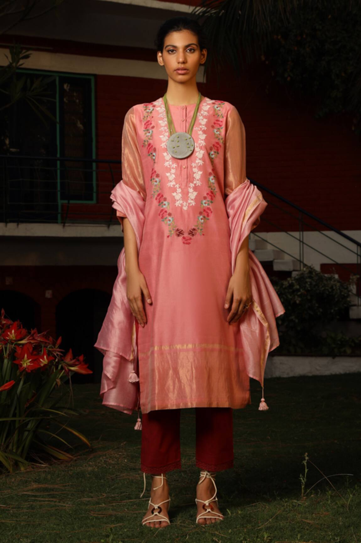 Prama By Pratima Pandey Silk Maheshwari Kurta Set